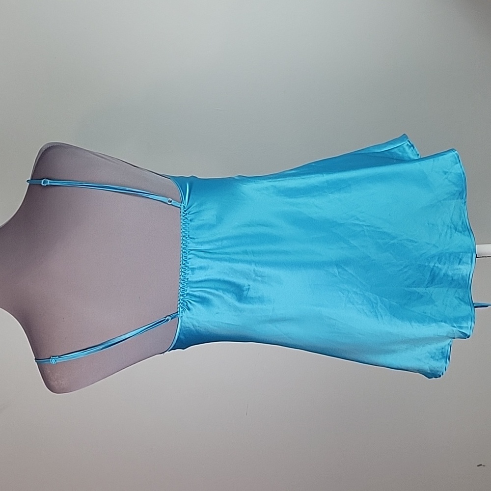 Victoria's Secret Y2K Blue Satin Black Lace chemise / tunic top size small - Picture 9 of 10